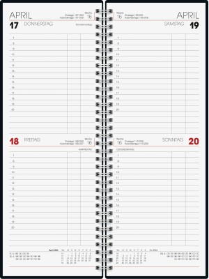 Brunnen Wochenkalender Kunststoff-Einband mit Hartfolie verstärkt schwarz 10-784 22 904