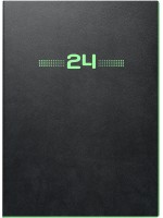 Brunnen Buchkalender PU-Einband flexibel schwarz mit Neonkante grün