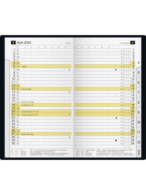 rido/idé Taschenkalender Modell M-Planer Kunststoff-Einband schwarz 70-46 892 905