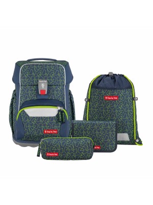 Step by Step Basis Schulranzen-Set 4tlg Green Geometric