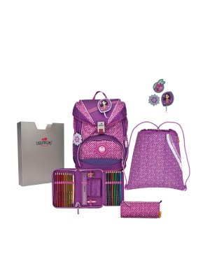 DerDieDas Schulranzen-Set ErgoFlex Purple Dots 5-teilig